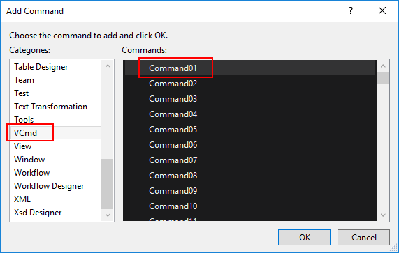 Selecting the command
