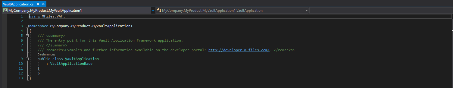 The Vault Application Framework Visual Studio Template