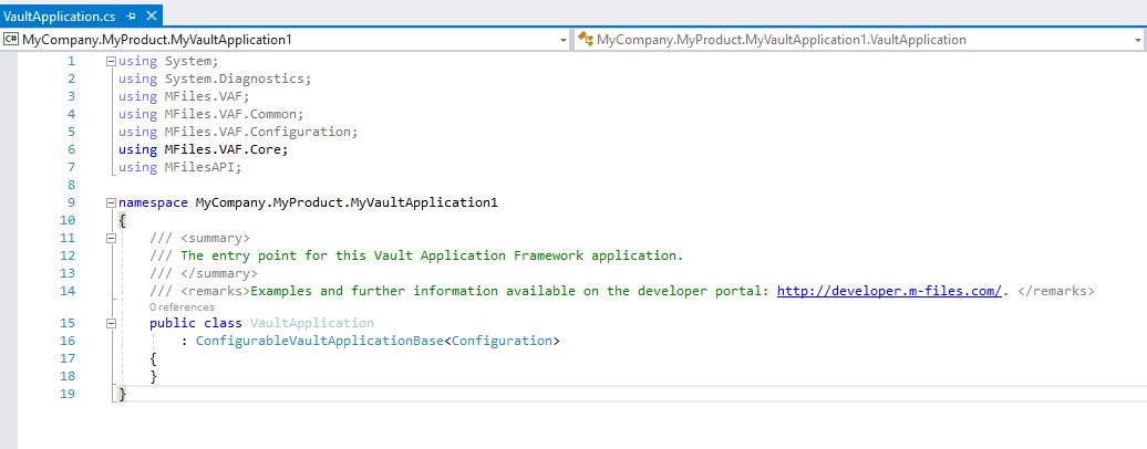 The Vault Application Framework Visual Studio Template